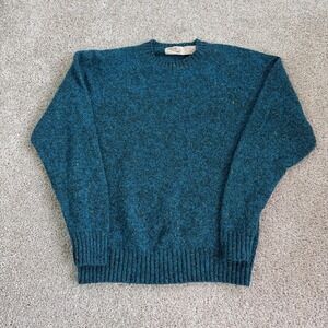 Vintage The Fox Collection Sweater Mens Large Blue Donegal Wool Blend Pullover